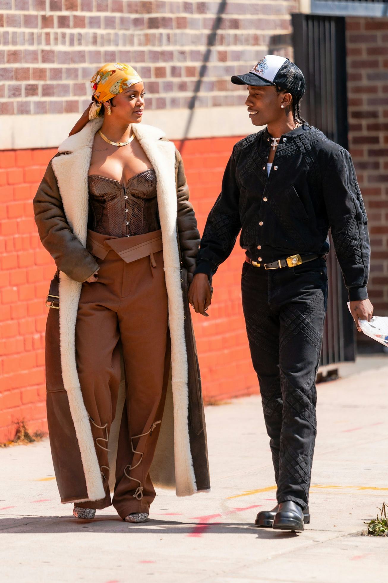 NEW YORK, NEW YORK - JULY 10: Rihanna (L) and A$AP Rocky are seen filming a music video in the Bronx...