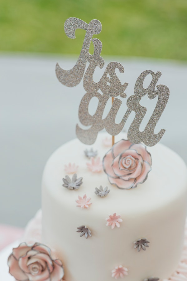 Baby Shower Oh Baby with Flower detail cake Topper - Itty Bitty