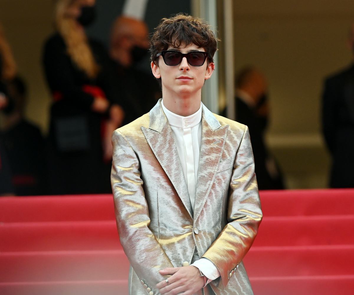 CANNES, FRANCE - JULY 12: Timothée Chalamet attends the "The French Dispatch" screening during the 7...