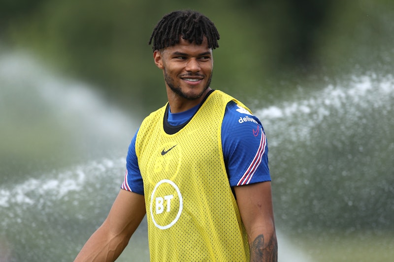 BURTON UPON TRENT, ENGLAND - JULY 01: Tyrone Mings of England looks on during an England training se...