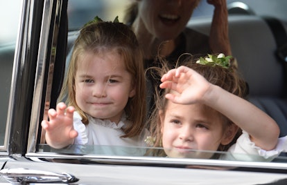 Princess Charlotte leaves Princess Eugenie's wedding.