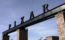 EMERYVILLE, CA - JANUARY 19:  The Pixar logo is seen at the main gate of Pixar Animation Studios Jan...