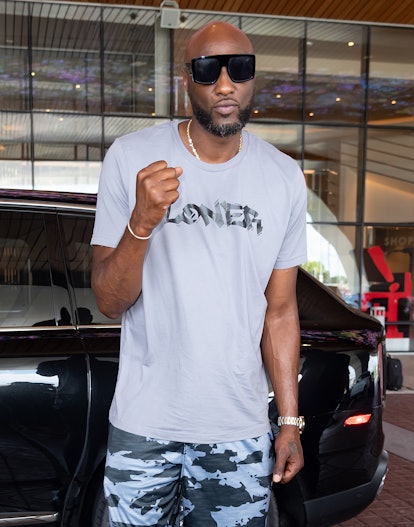 Lamar Odom attends his Celebrity Boxing contract signing to defend his title in an upcoming match at...