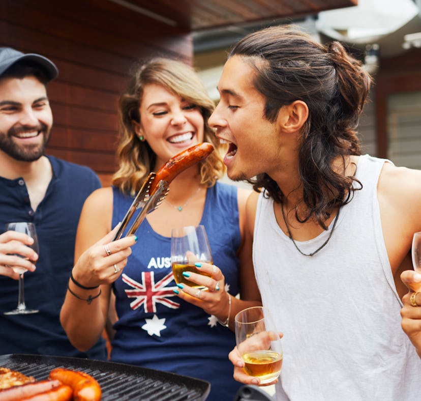 A group of friends plans a Summer 2021 Olympics watch party in their backyard, and laughs while eati...