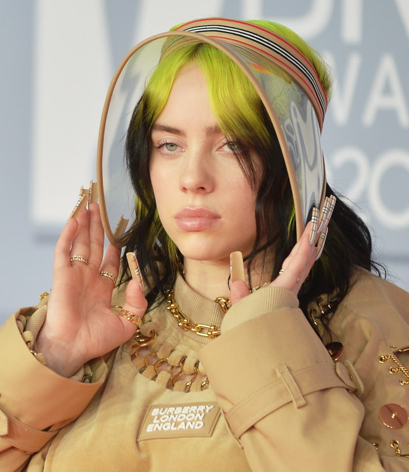 LONDON, ENGLAND - FEBRUARY 18: (EDITORIAL USE ONLY) Billie Eilish attends The BRIT Awards 2020 at Th...