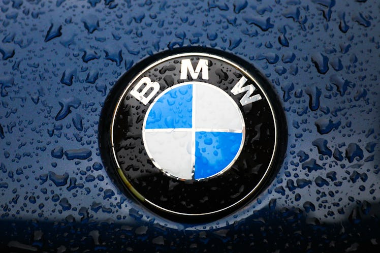 BMW car emblem is covered with raindrops. Krakow, Poland on April 16, 2021 (Photo by Beata Zawrzel/N...