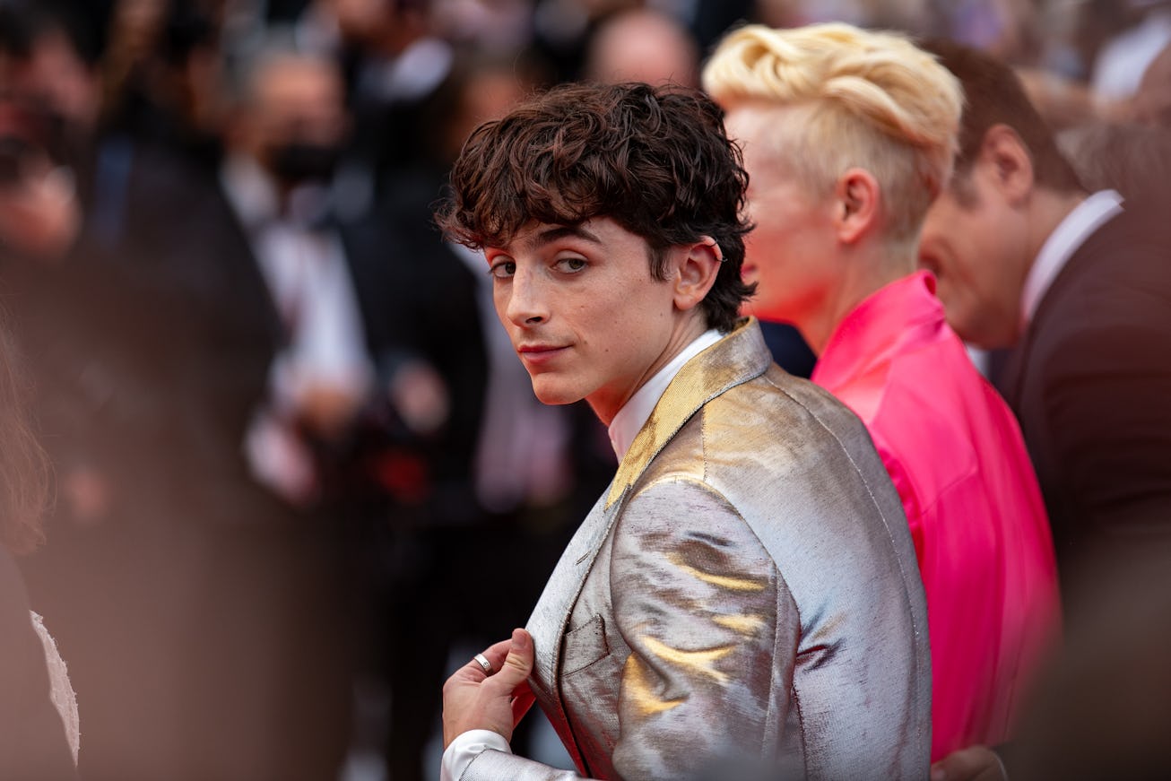 CANNES, FRANCE - JULY 12: Actor Timothee Chalamet attends the "The French Dispatch" screening during...