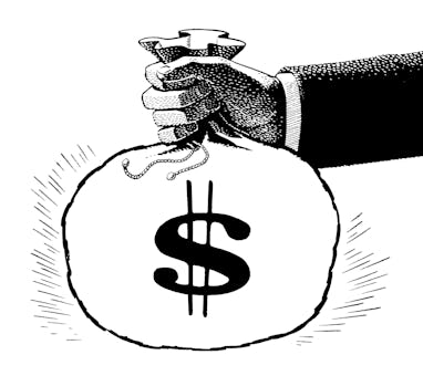 Hand Holding Bag of Money