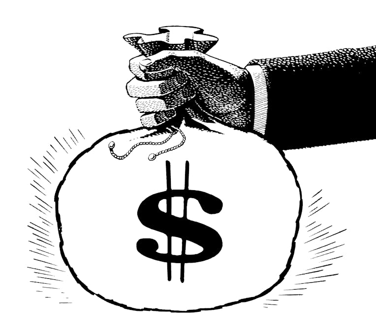 Hand Holding Bag of Money