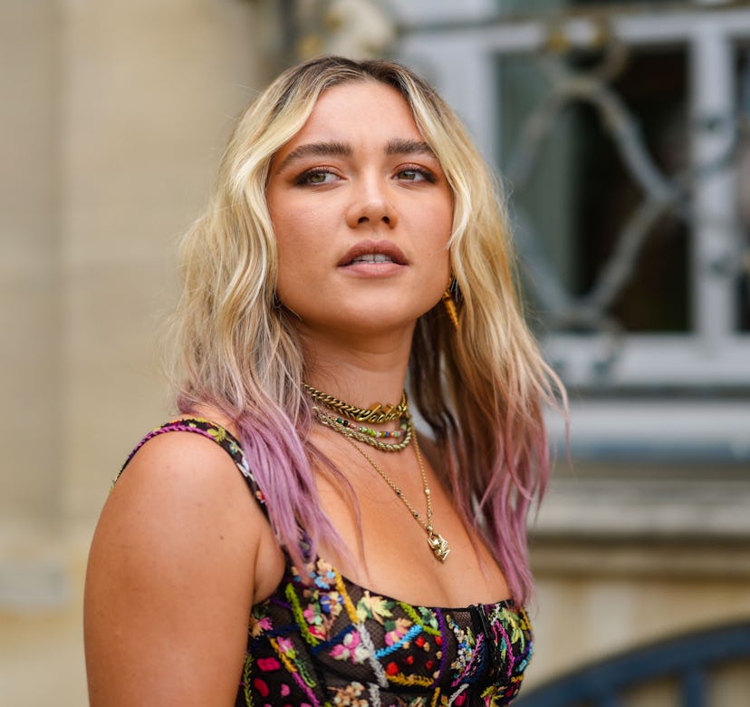 Florence Pugh during Paris Fashion Week in Paris, France in July 2021.