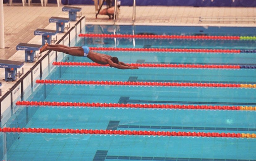 9 Sep 2000:  Eric Moussambani of Equatorial Guinea in action during the Mens 100m Freestyle Heats at...