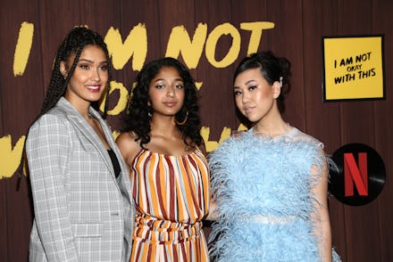 WEST HOLLYWOOD, CALIFORNIA - FEBRUARY 25: Lee Rodriguez, Maitreyi Ramakrishnan and Ramona Young atte...