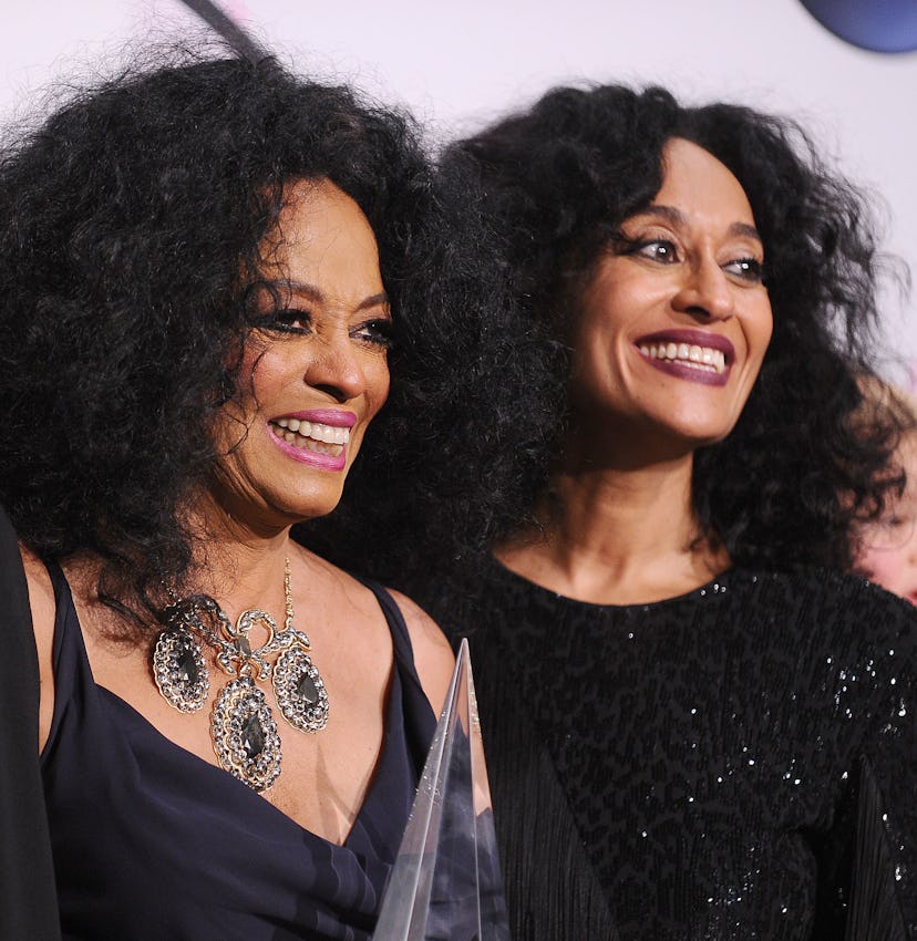 LOS ANGELES, CA - NOVEMBER 19:  Singer Diana Ross and actress Tracee Ellis Ross pose in the press ro...