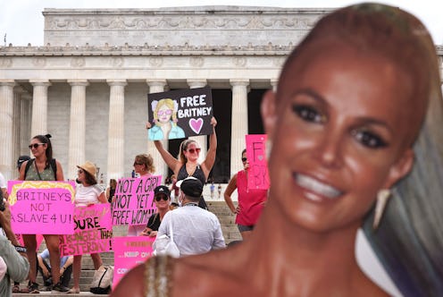 Supporters of pop star Britney Spears participate in a #FreeBritney rally at the Lincoln memorial on...