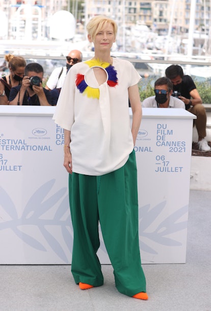 CANNES, FRANCE - JULY 16: Tilda Swinton attends the "Memoria" photocall during the 74th annual Canne...
