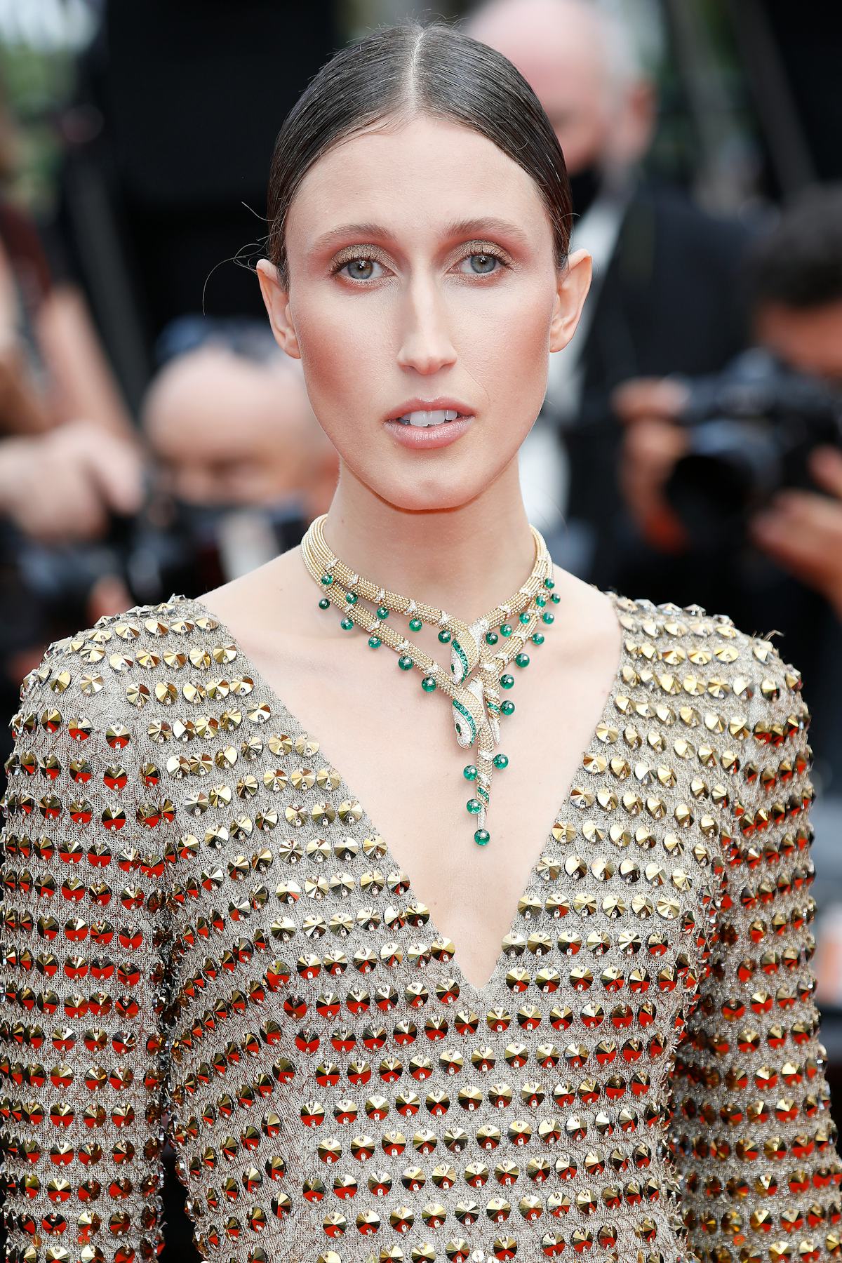 CANNES, FRANCE - JULY 12, 2021: Anna Cleveland arrives at the premiere of 'The French Dispatch' during the 74th Cannes Film Festival held at the Palais des Festivals in Cannes, France. (Photo credit should read P. Lehman/Barcroft Media via Getty Images)