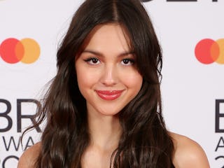 LONDON, ENGLAND - MAY 11: Olivia Rodrigo arrives at The BRIT Awards 2021 at The O2 Arena on May 11, ...