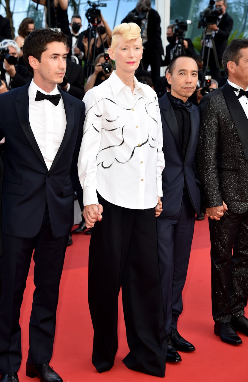 CANNES, FRANCE - JULY 17:  Juan Pablo Urrego, Tilda Swinton and Apichatpong Weerasethakul attend the...