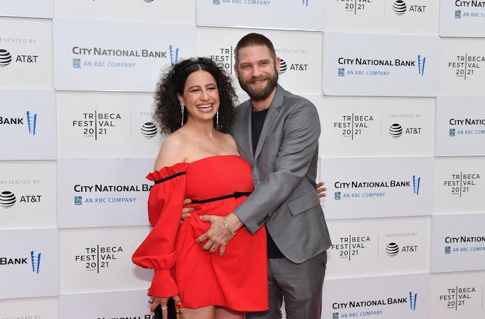 US actress Ilana Glazer (L) and husband David Rooklin attend the premiere of "False Positive" during...