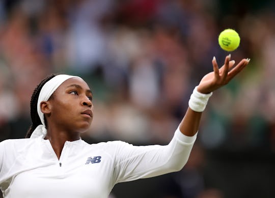 Coco Gauff (left) and Caty McNally (not pictured) in action during their Ladies' doubles third round...