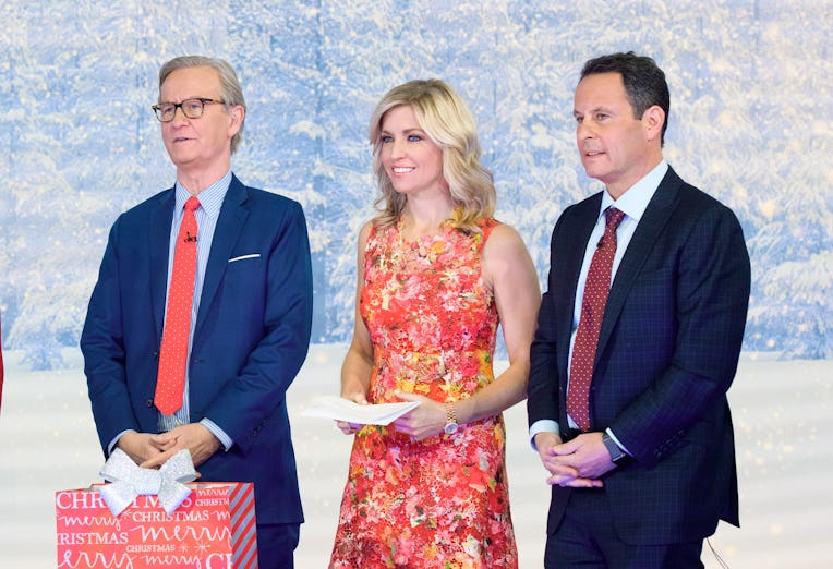 NEW YORK, NY - DECEMBER 10: (L-R) Steve Doocy, Ainsley Earhardt and Brian Kilmeade are seen on the ...