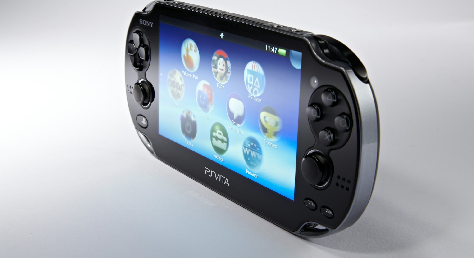 A Sony PS Vita hand-held games console, photographed during a studio shoot for PSM3 Magazine, Januar...
