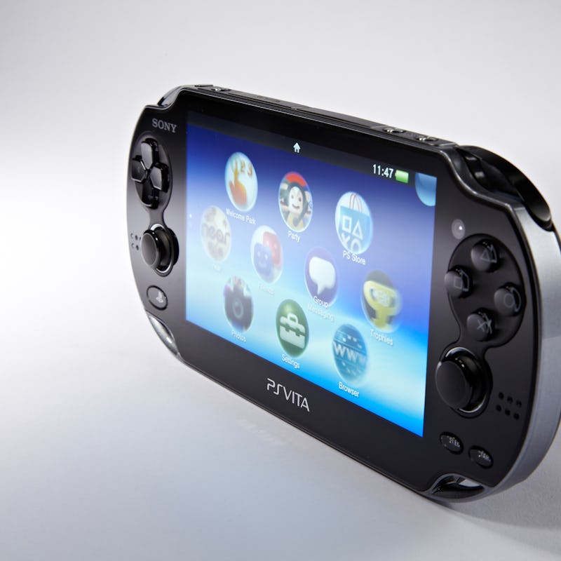 A Sony PS Vita hand-held games console, photographed during a studio shoot for PSM3 Magazine, Januar...