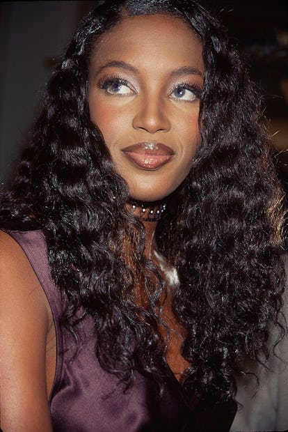 Close-up of British model Naomi Campbell at a Victoria's Secret fashion show in the Plaza Hotel, New...