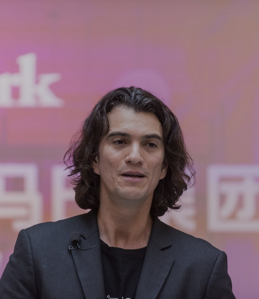 SHANGHAI, CHINA - APRIL 12:  Adam Neumann, co-founder and chief executive officer of WeWork, speaks ...