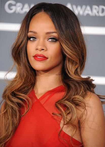 Rihanna arrives at the The 55th Annual GRAMMY Awards