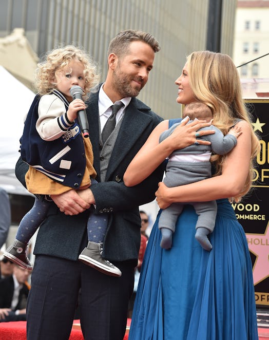 HOLLYWOOD, CA - DECEMBER 15:  Actors Ryan Reynolds and Blake Lively with daughters James Reynolds an...