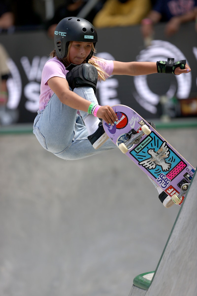 Sky Brown of Great Britain pictured skateboarding