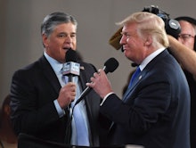 LAS VEGAS, NV - SEPTEMBER 20:  Fox News Channel and radio talk show host Sean Hannity (L) interviews...