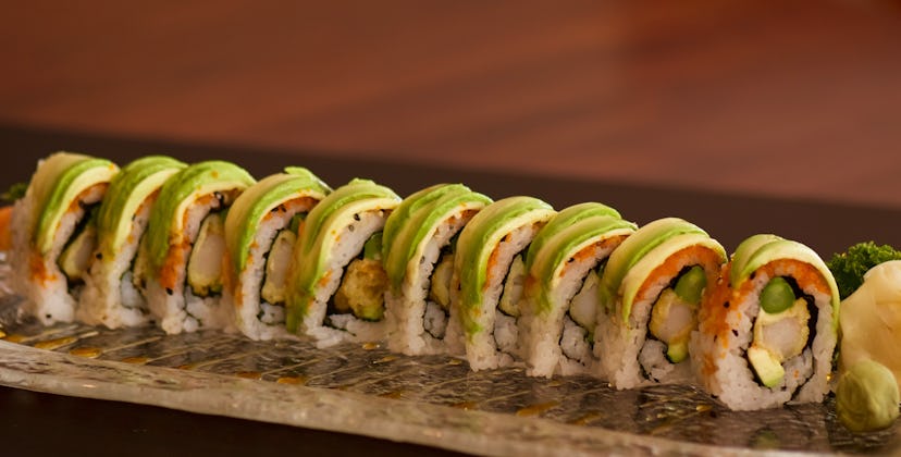 Sushi made from veggies and tempura are safe options during pregnancy.