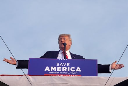 WELLINGTON, OHIO - JUNE 26: Former US President Donald Trump speaks to supporters during a rally at ...