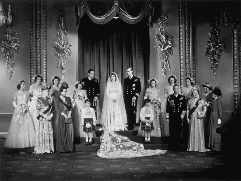Princess Elizabeth, Prince Philip, Duke of Edinburgh with King George VI and Queen Elizabeth (right)...