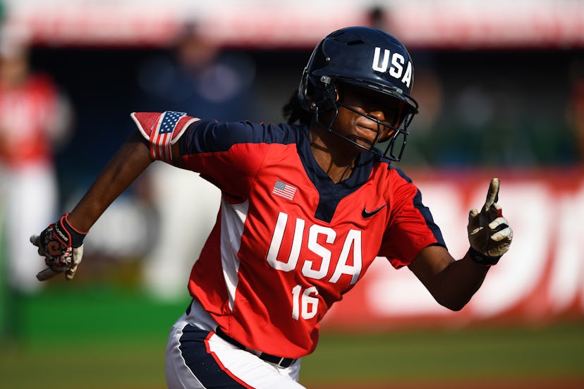 CHIBA, JAPAN - AUGUST 10: Michelle Jeanette Moultrie #16 of United States runs the bases against Aus...