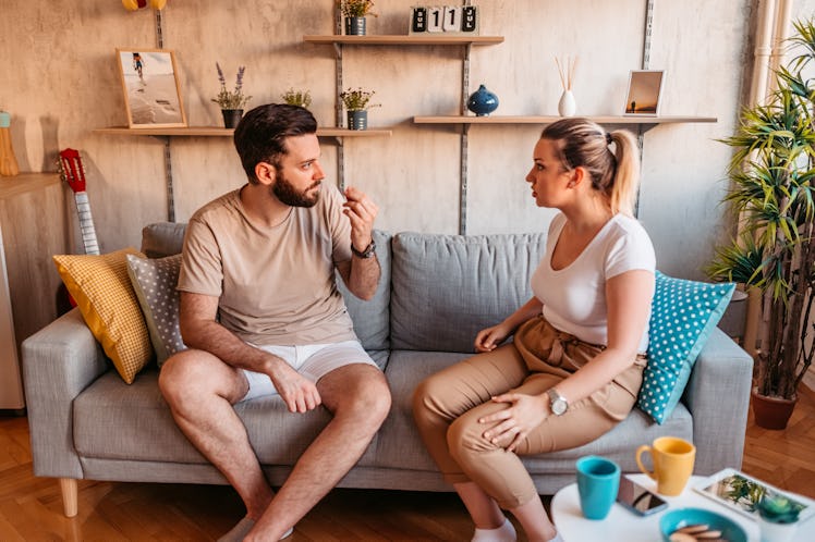 A girl whose significant other doesn't like her family has a serious conversation with him.