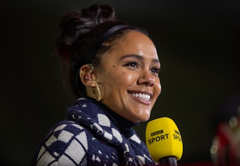 MOSTON, ENGLAND - NOVEMBER 07: BBC Presenter Alex Scott talks live on the BBC before the Emirates FA...