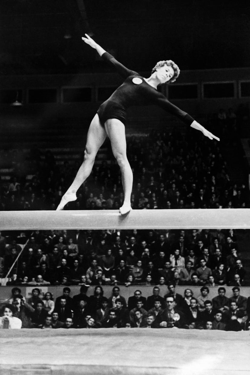 Soviet Larissa Latynina performs her routine on the beam during the Olympic Games in Melbourne, Dece...