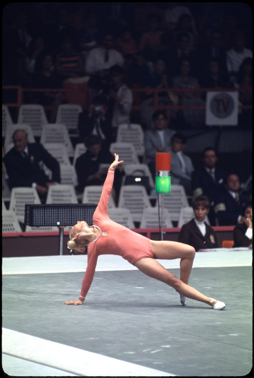 12-27 OCT 1968:   Cathy Rigby of the US in action in the floor exercise during the gymnastic competi...