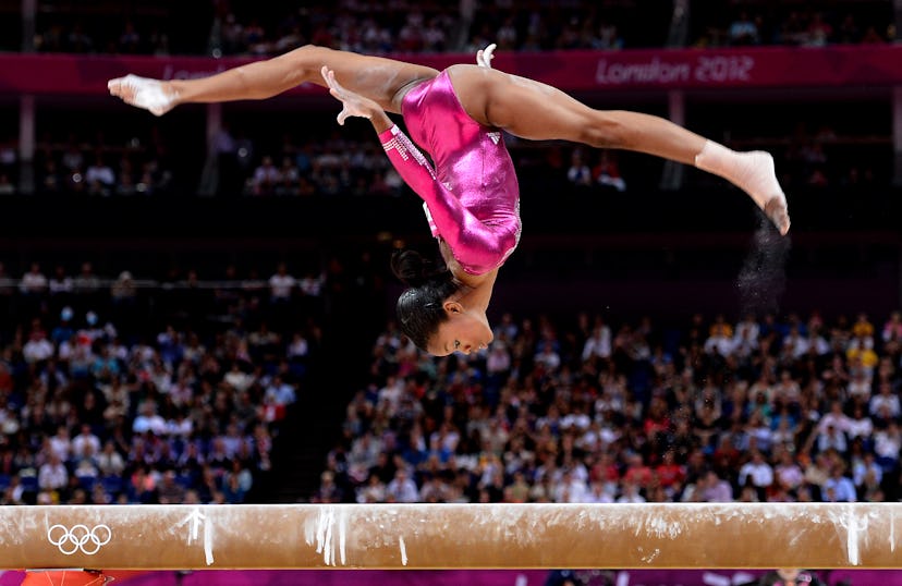 LONDON, ENGLAND AUGUST 2, 2012Gold medal winner Gabrielle Douglas of the USA competes on the beam i...