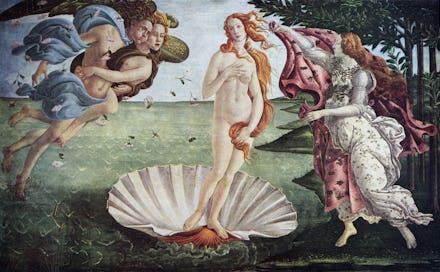 Painting titled 'The Birth of Venus' by Sandro Botticelli. Alessandro di Mariano di Vanni Filipepi (...