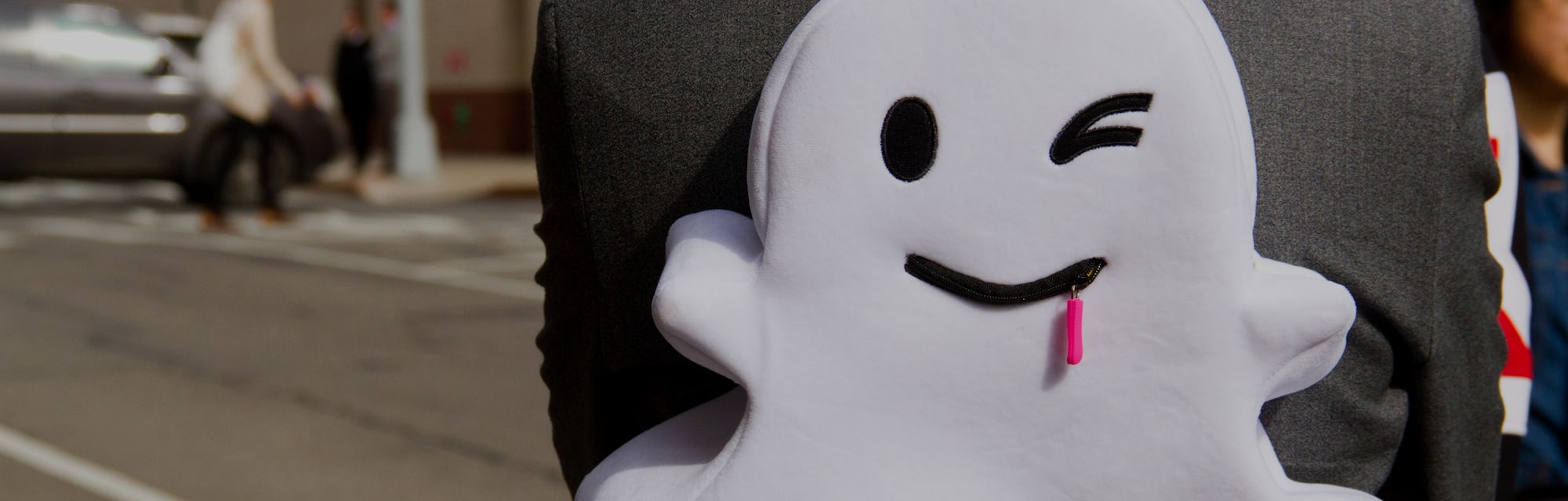 NEW YORK, NY - FEBRUARY 04: A guest wears a Snapchat backpack at Skylight Clarkson Sq outside the Jo...