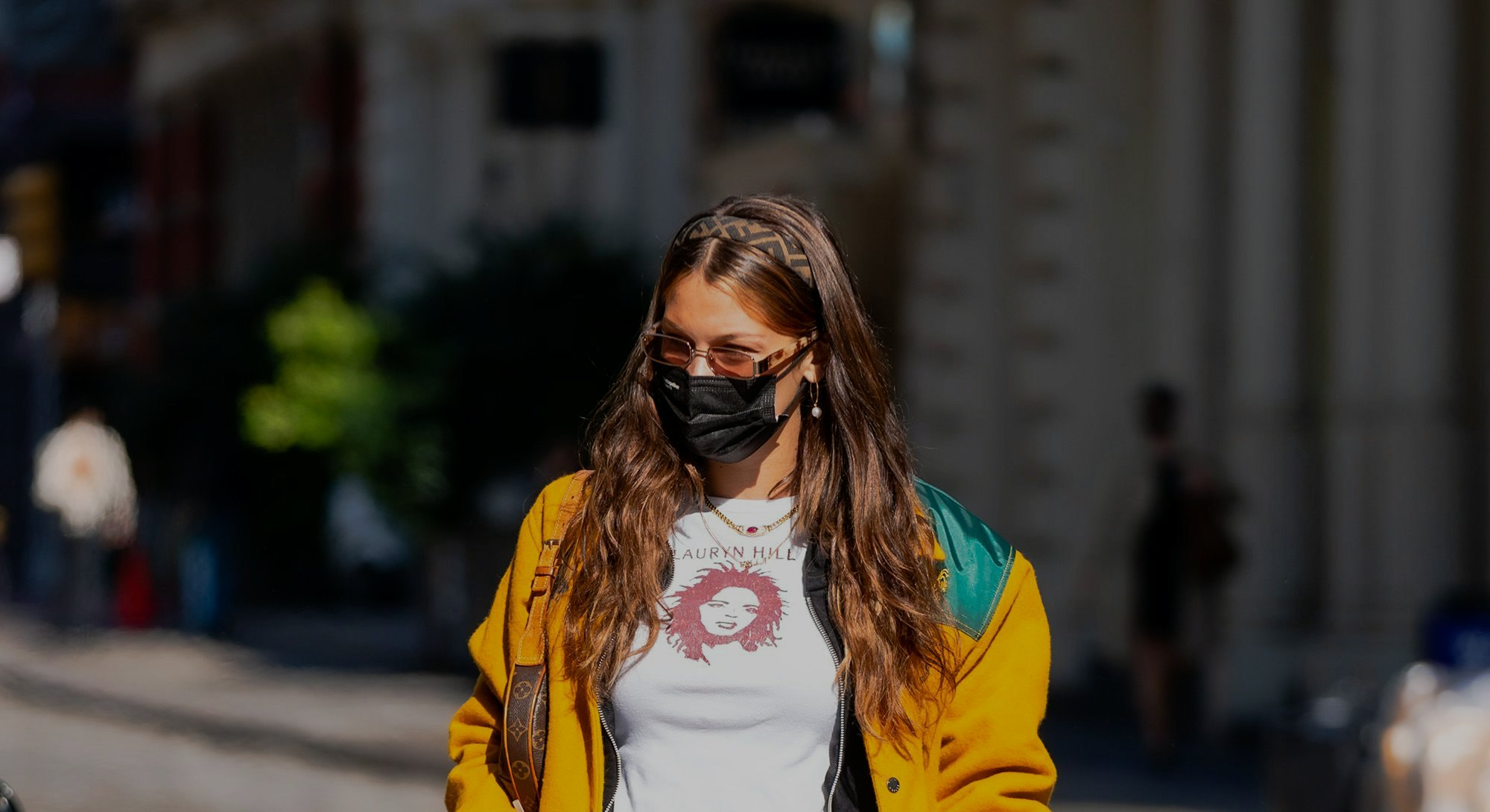 NEW YORK, NEW YORK - OCTOBER 20: Bella Hadid is seen in SoHo on October 20, 2020 in New York City. (...