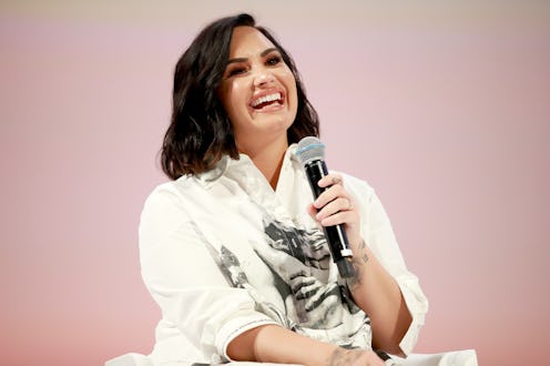 LOS ANGELES, CALIFORNIA - NOVEMBER 02: Demi Lovato speaks on stage at the Teen Vogue Summit 2019 at ...