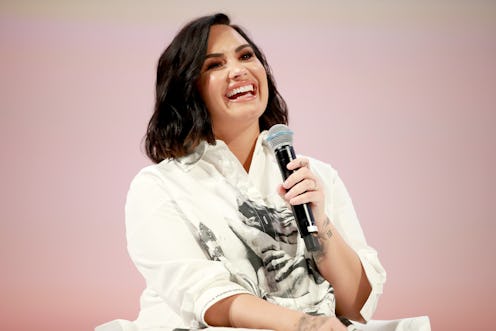 LOS ANGELES, CALIFORNIA - NOVEMBER 02: Demi Lovato speaks on stage at the Teen Vogue Summit 2019 at ...