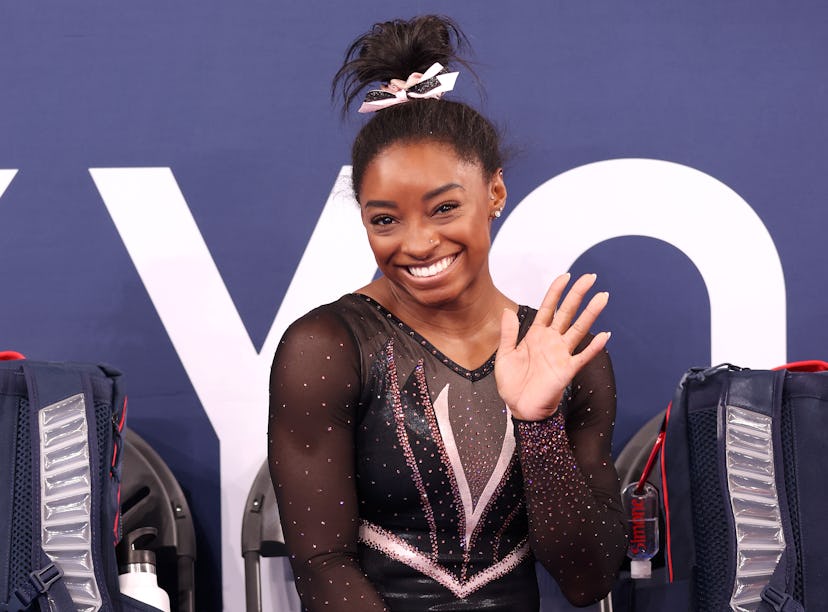 TOKYO, JAPAN - JULY 22: Simone Biles of Team United States poses for a photo during Women's Podium T...