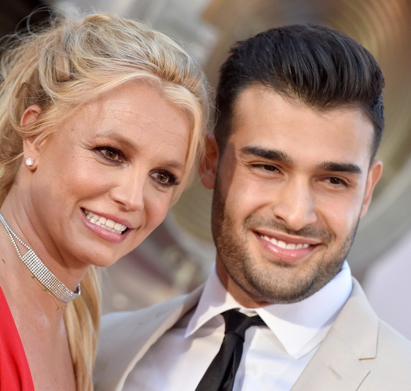 HOLLYWOOD, CALIFORNIA - JULY 22: Britney Spears and Sam Asghari attend Sony Pictures' "Once Upon a T...