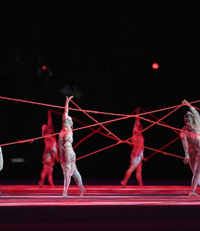 TOKYO, JAPAN - JULY 23: Performers are seen during the Opening Ceremony of the Tokyo 2020 Olympic Ga...